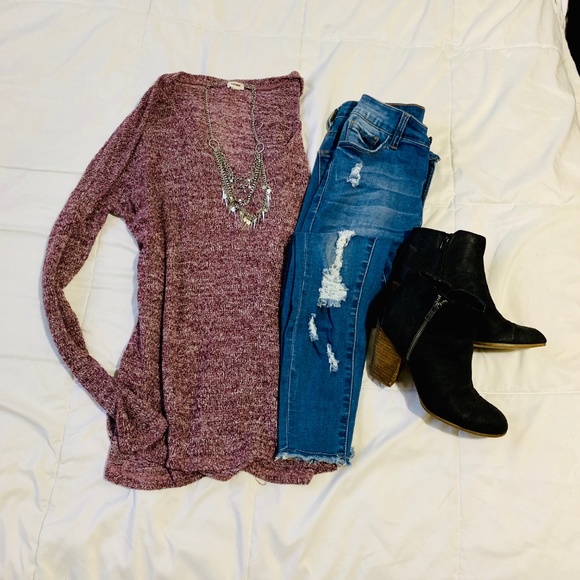 Garage Sweaters - EUC Garage Long Sleeve Red/White